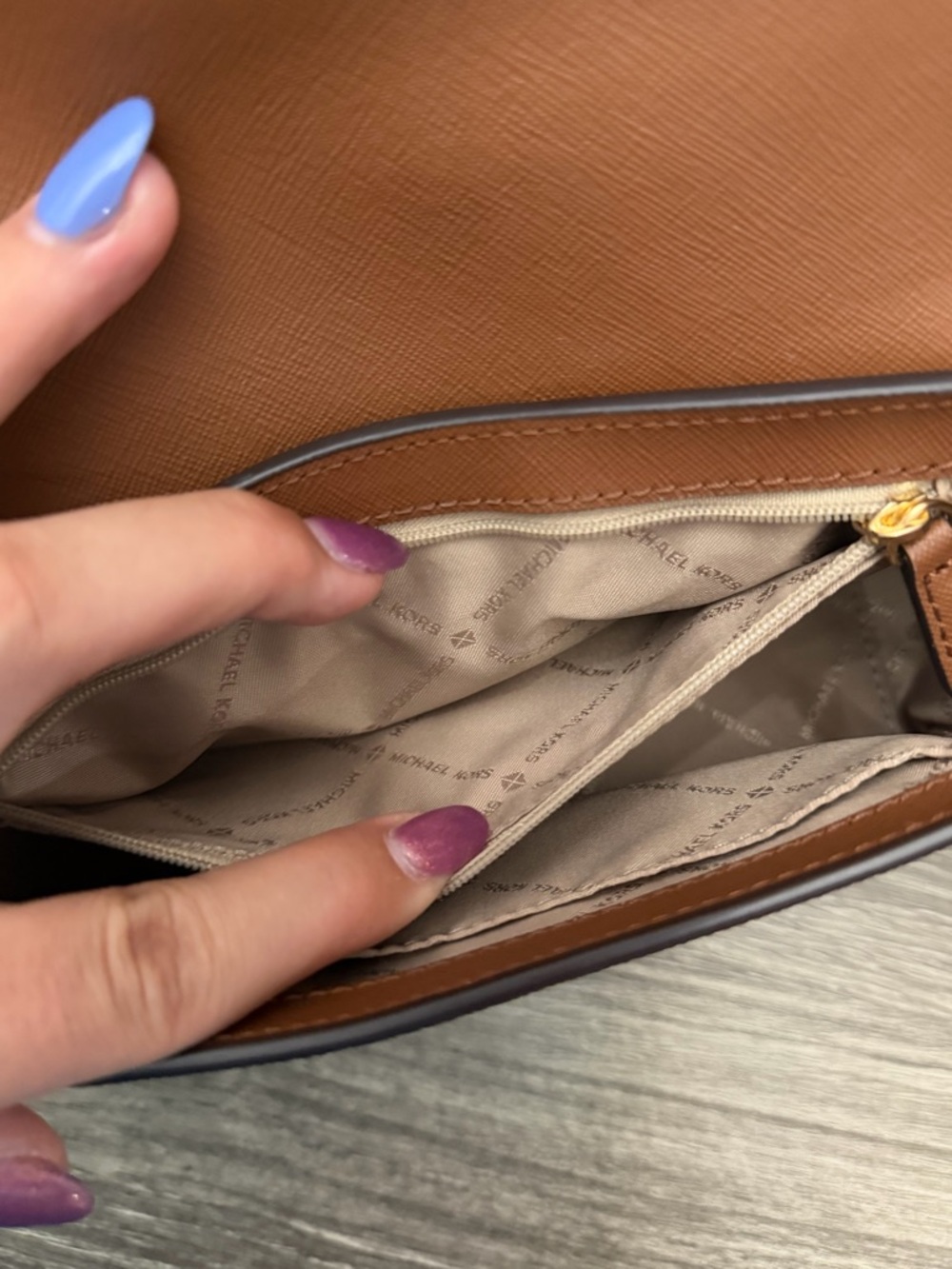 Michael Kors brown and white MK Logo Crossbody - Picture 4 of 8